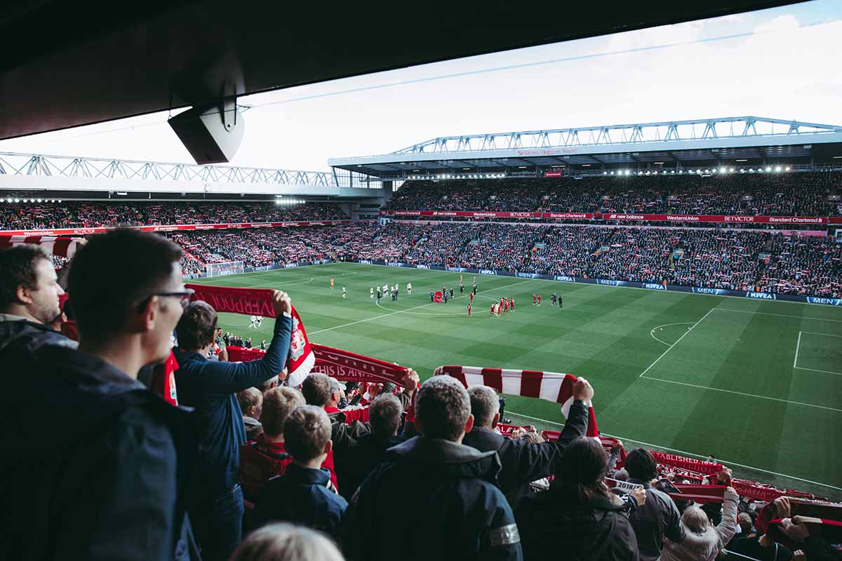 Fans watching soccer match