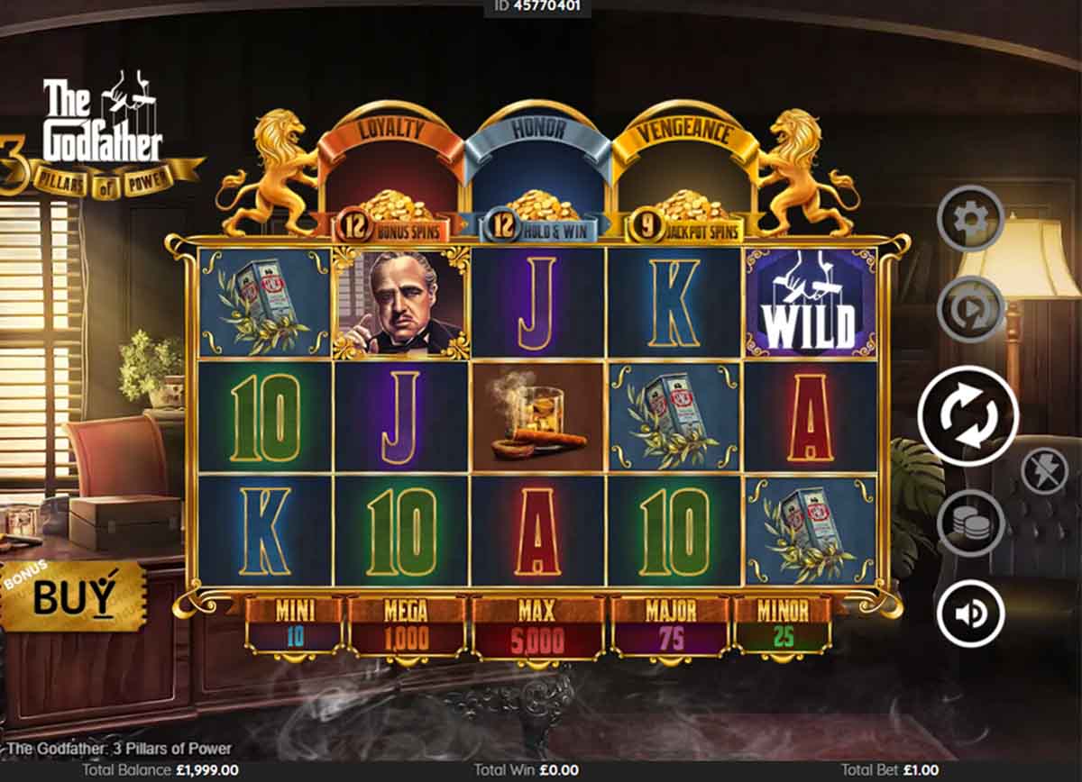 The Godfather 3 Pillars of Power slot base game