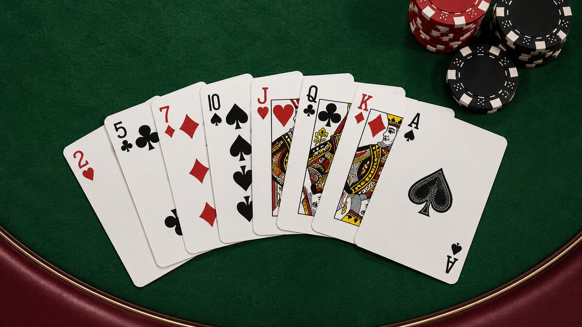 Blackjack table with card spread 2 through Ace — blackjack card values