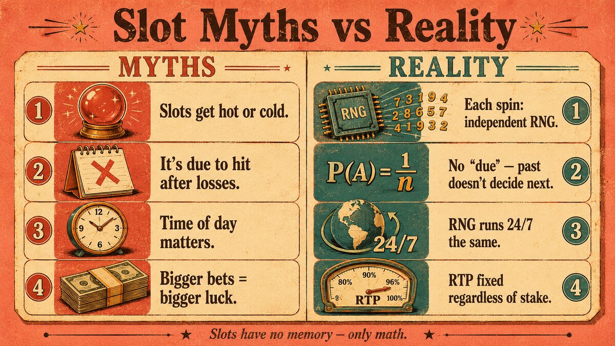 Slot myths versus reality comparison hot cold streaks debunked by RNG math